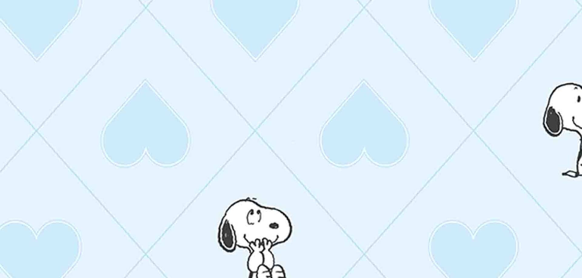 Heart Snoopy Blue Kids Wallpaper