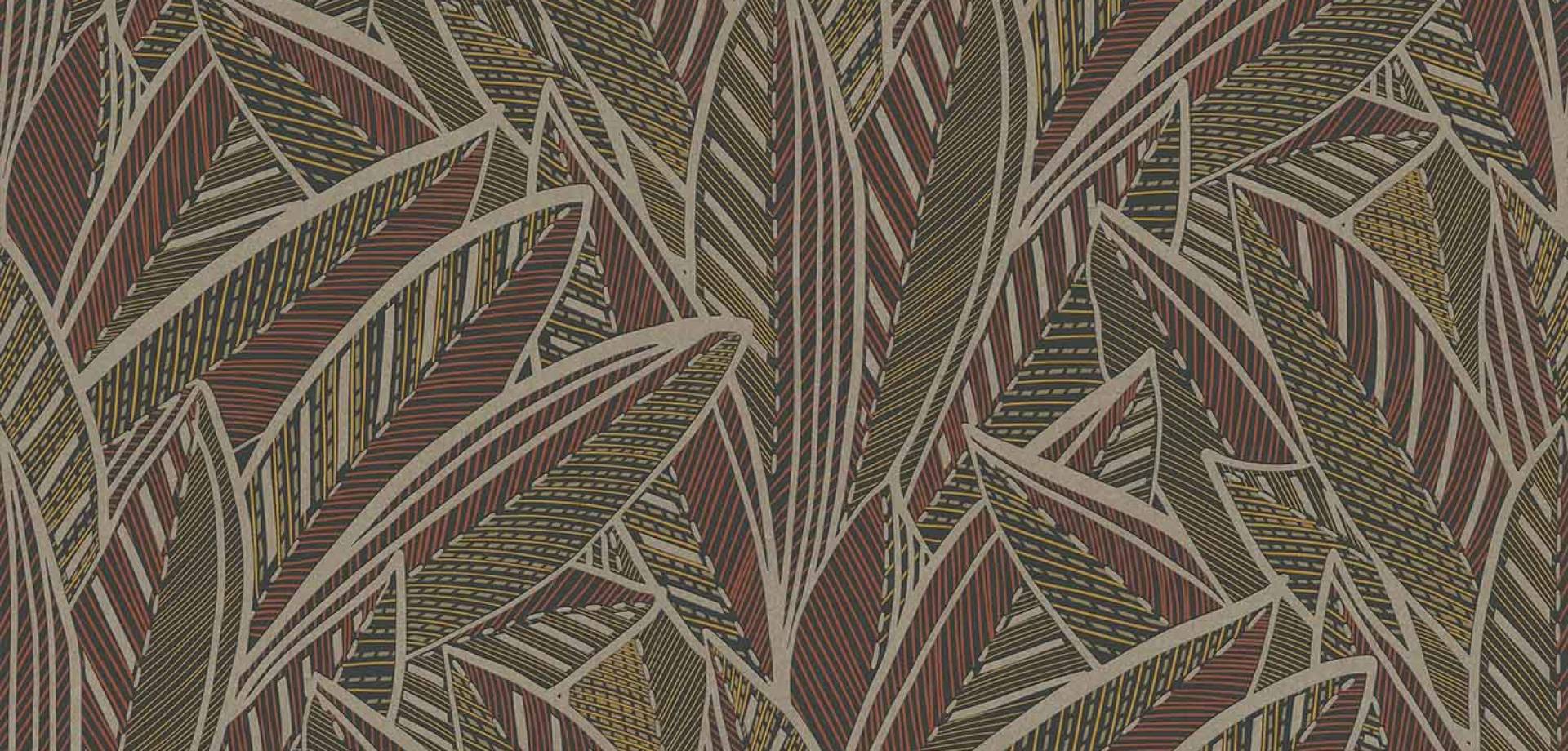 Tribal Noir Leaf Wallpaper