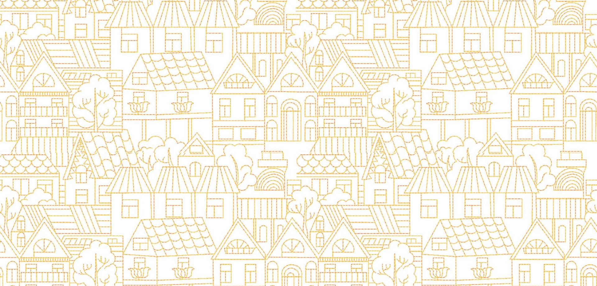 Golden Townscape Sheer Curtain