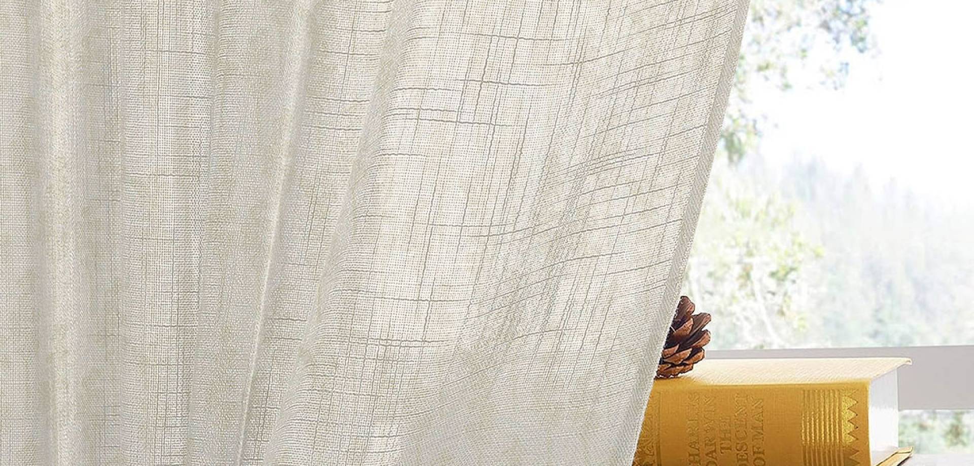 Misty Leaf Beige Sheer Curtain