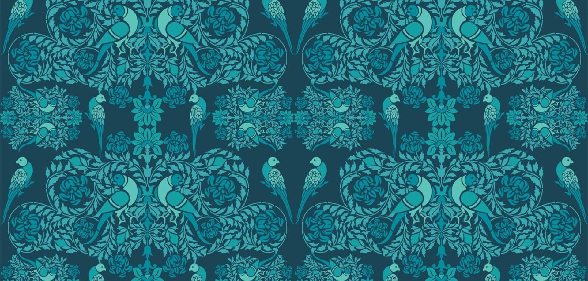 Lovebirds in Teal Garden