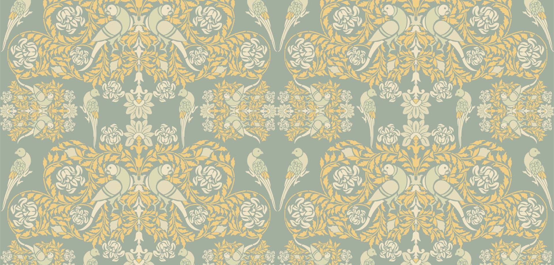 Lovebirds in Olive Grove Wallpaper