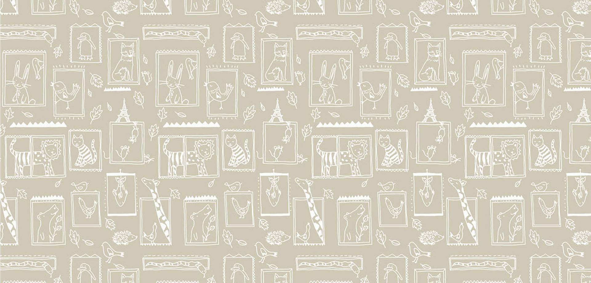 Playful Sketch Zoo Cotton Curtain