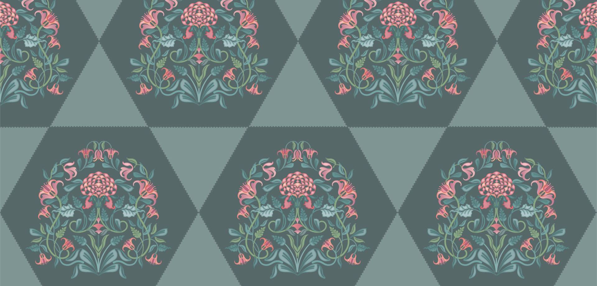 Phool Jali Indigo Wallpaper