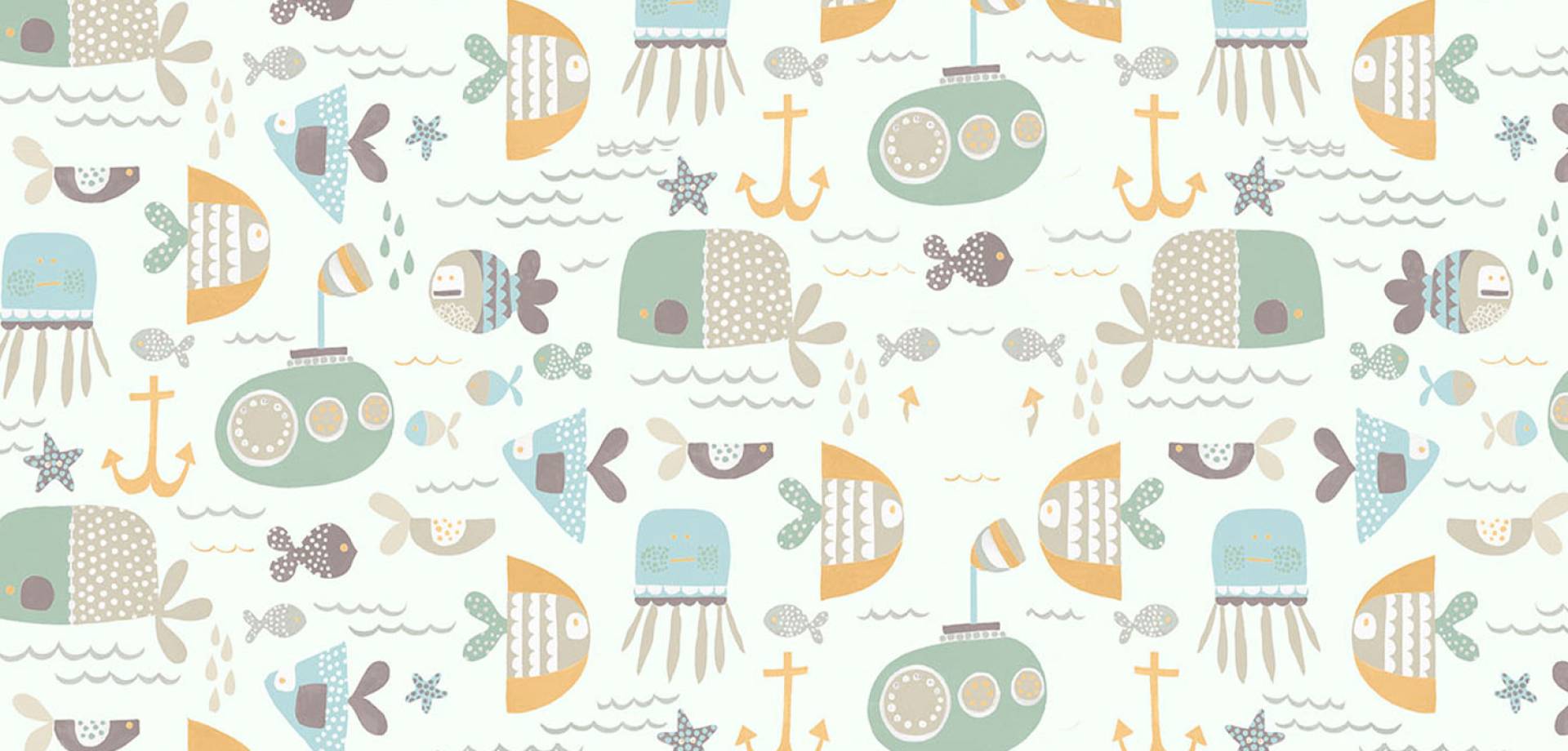 Aqua Ocean Buddies Cotton Curtain