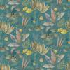Teal with Golden Botanical Accents