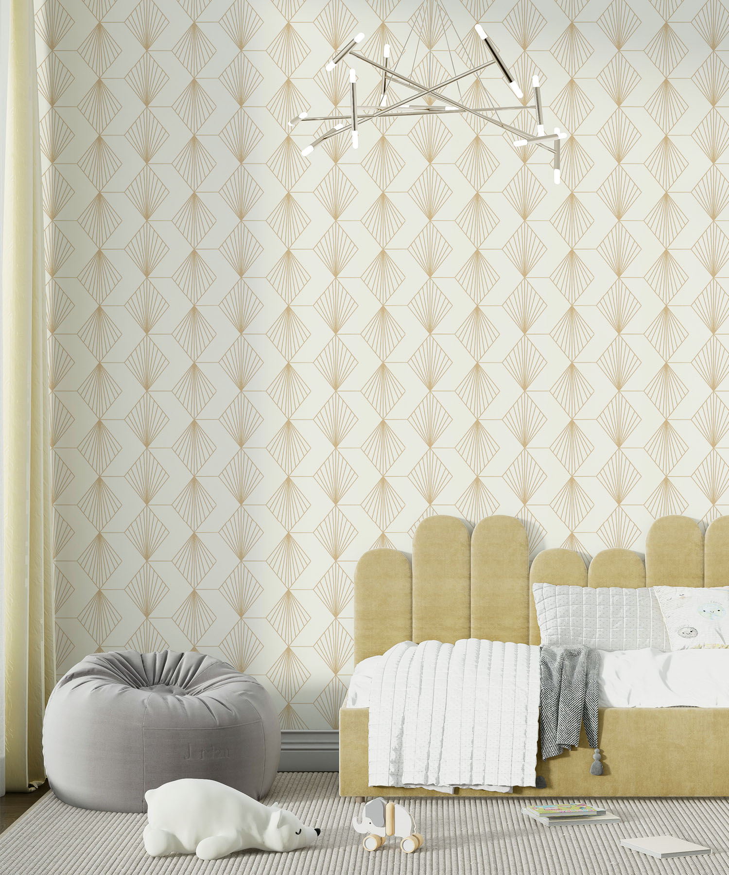Ivory Gold Art Deco Wallpaper