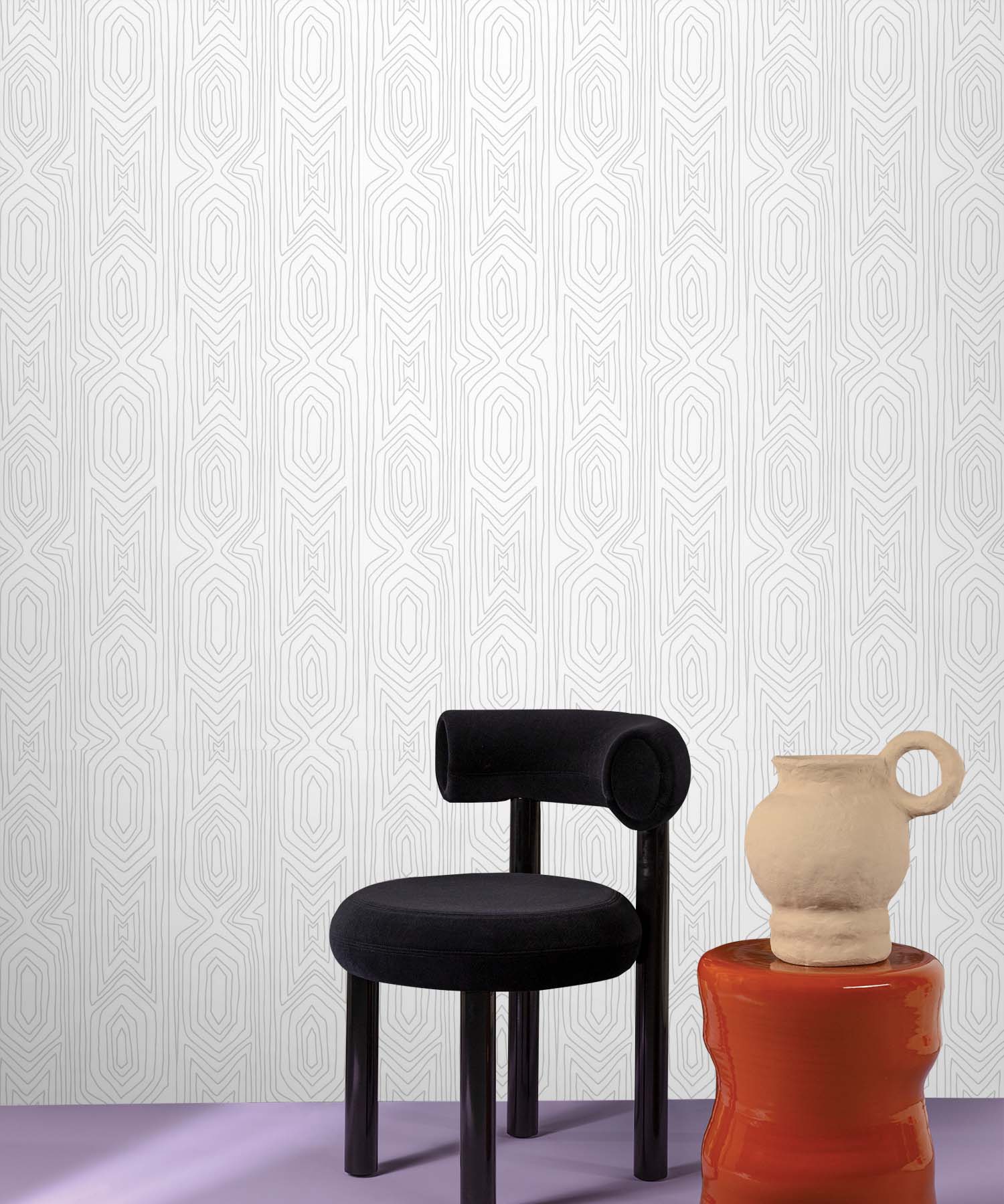 Soft Silver Woodgrain Flow Wallpaper