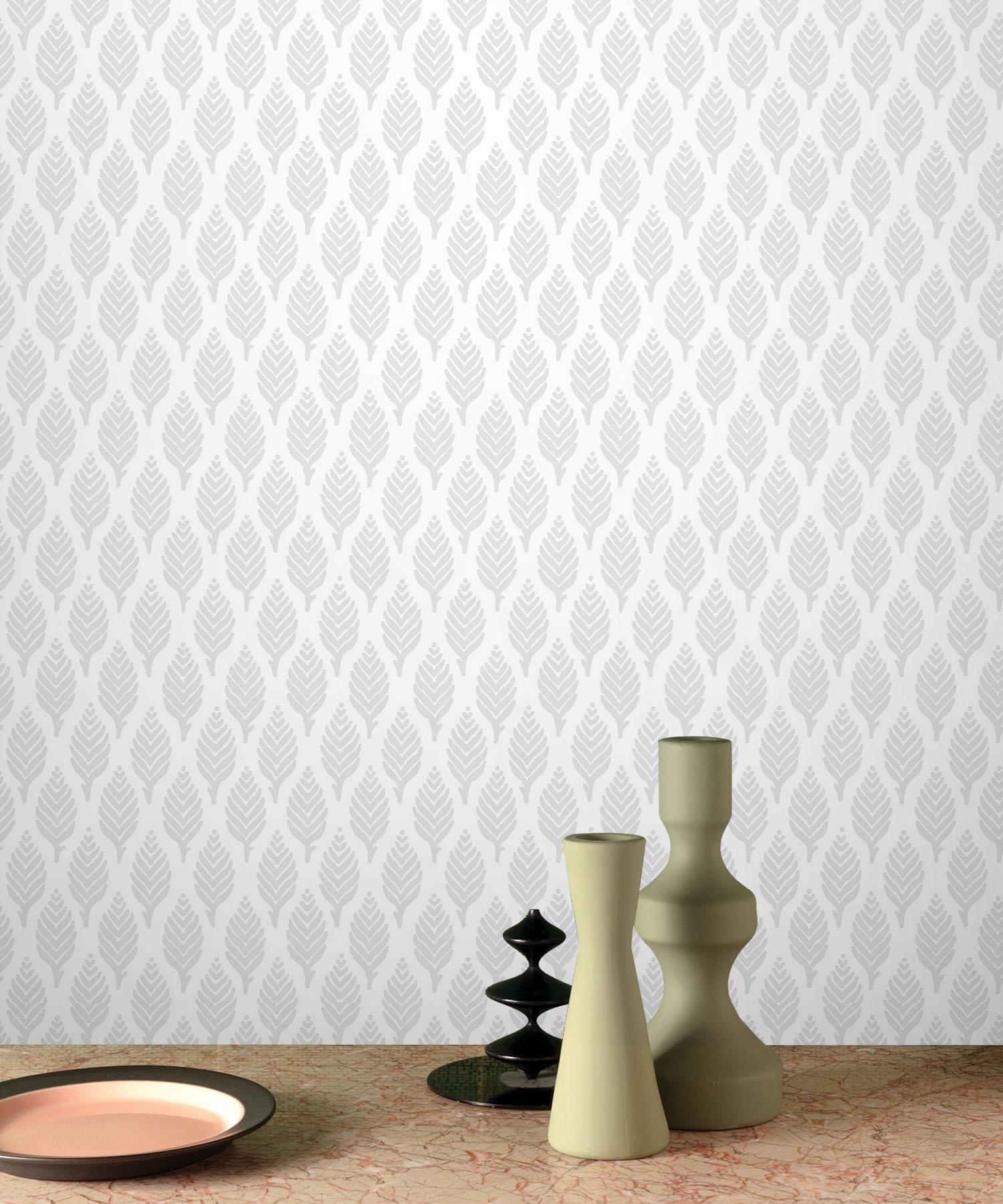 Soft Pearl White Leaf Whisper Wallpaper