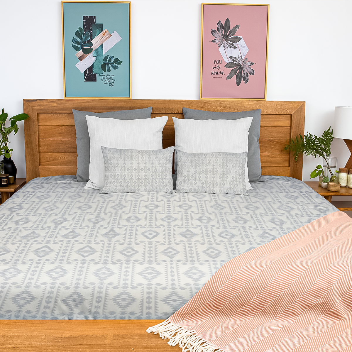 Grey Aztec Cotton Bedsheet – 300 TC Soft & Breathable Fabric