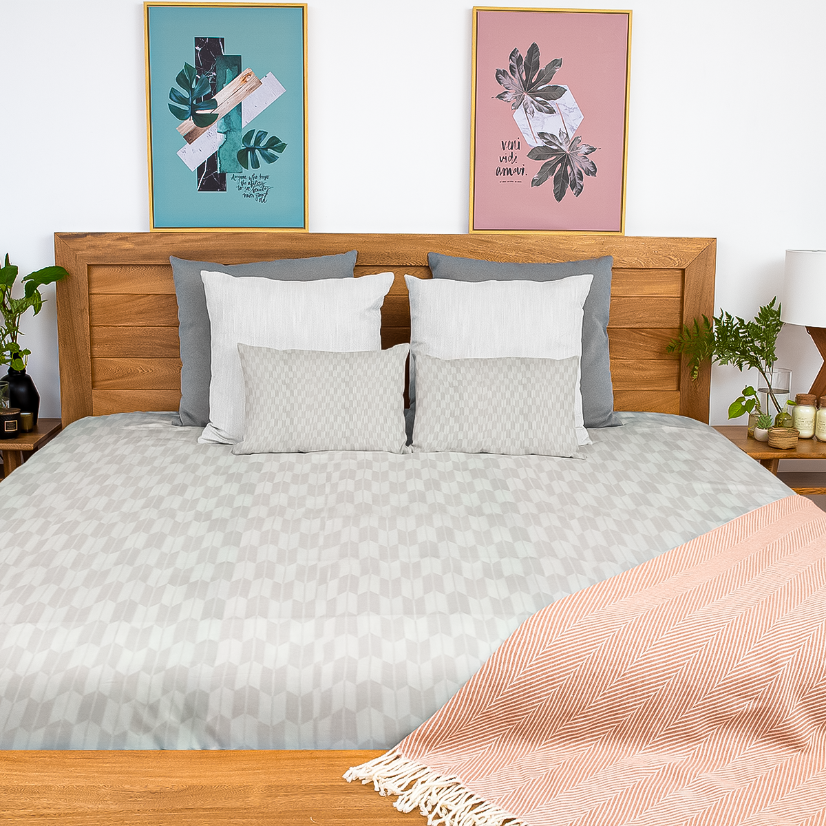 Beige Prism Cotton Bedsheet – 300 TC Soft & Breathable Fabric