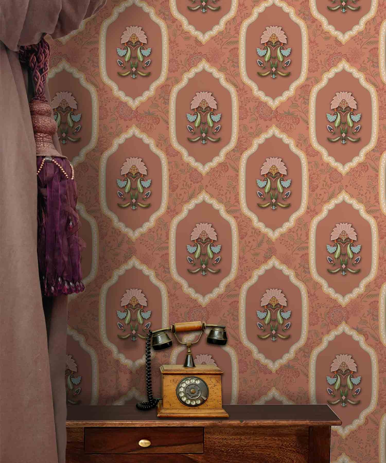 Terracotta Rose Verse Wallpaper