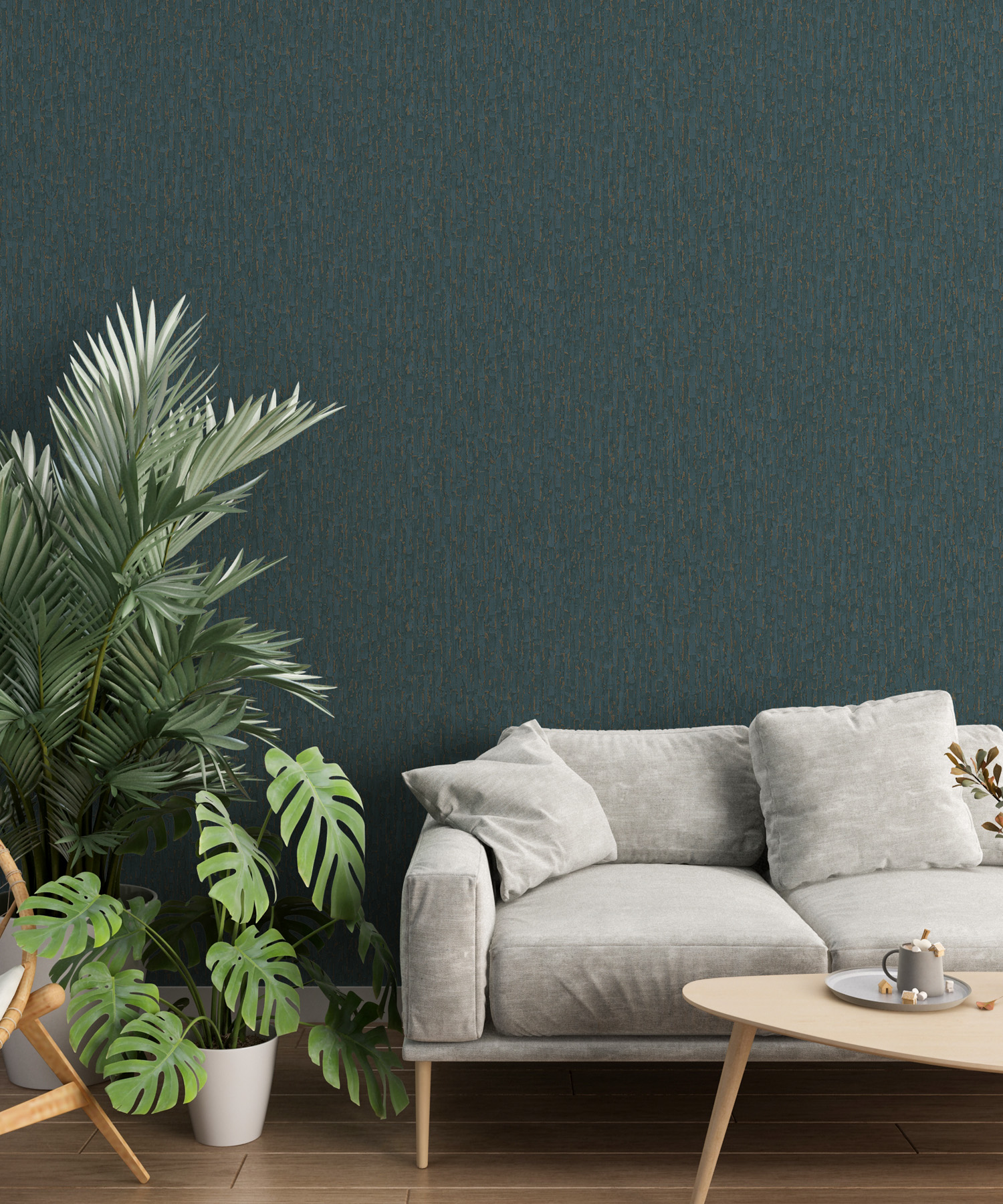 Midnight Teal Stripe Wallpaper