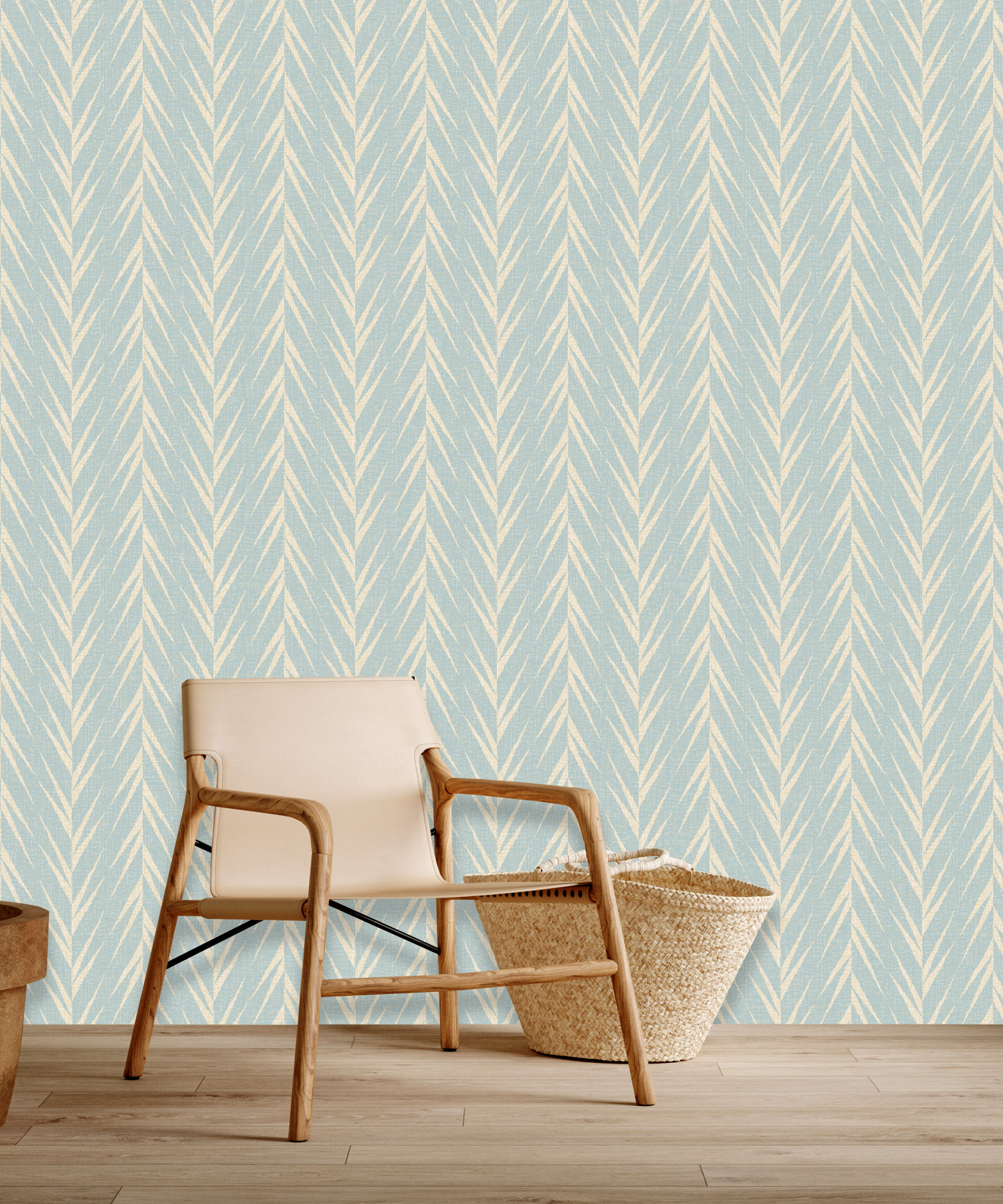Zig Leaf Aqua Blue Wallpaper