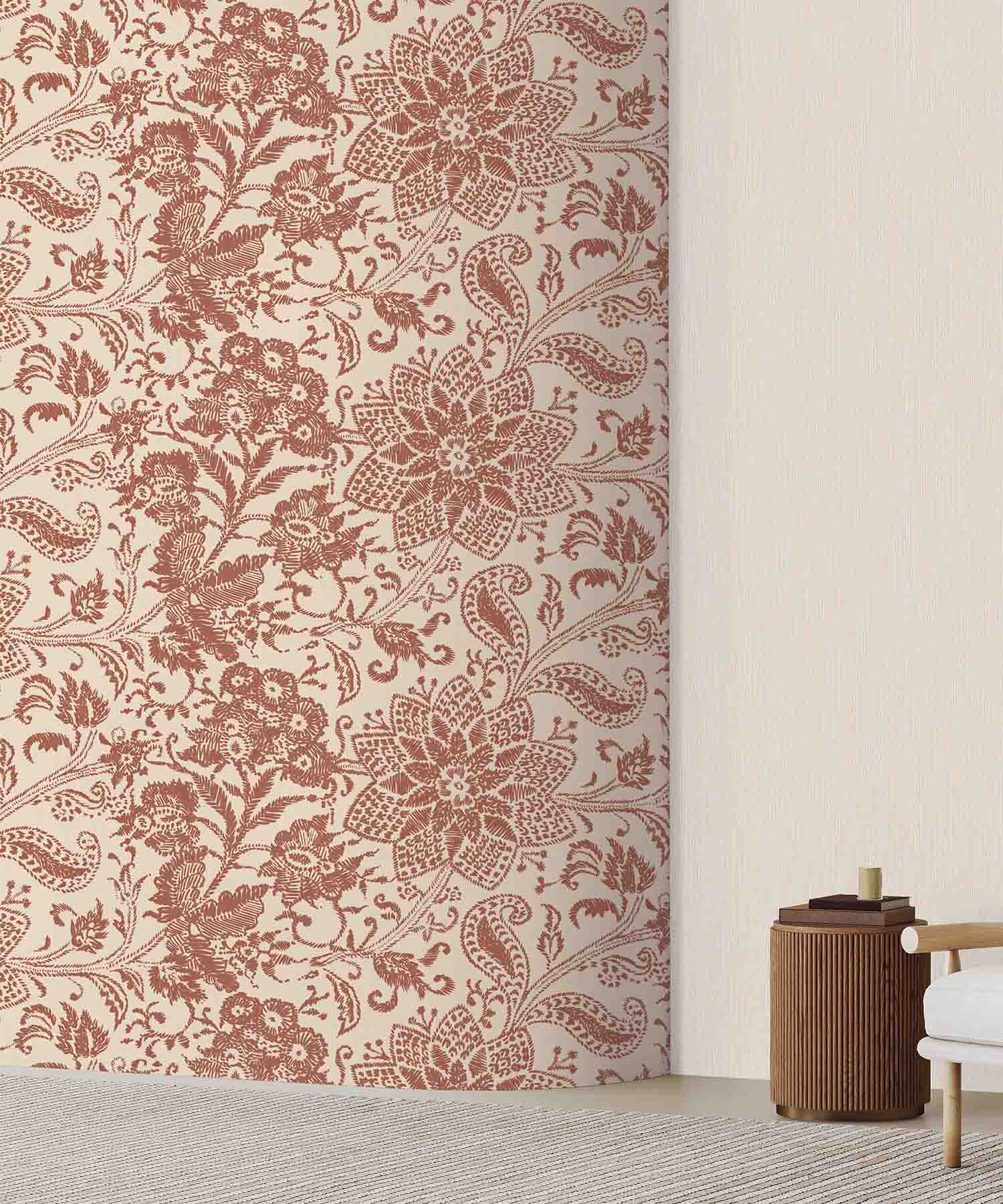 Rust Floral Classic Wallpaper