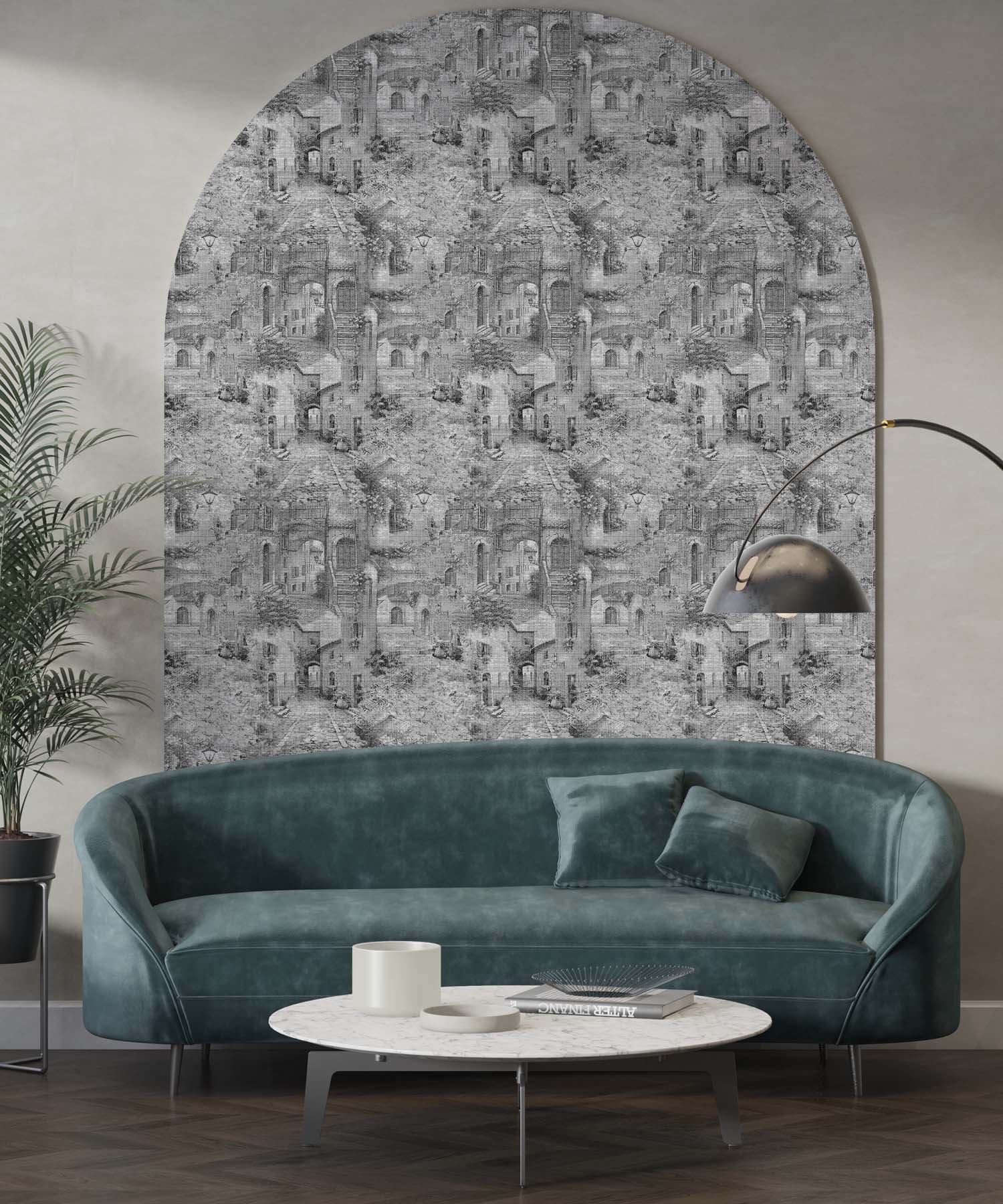 Charcoal City Sketch Wallpaper