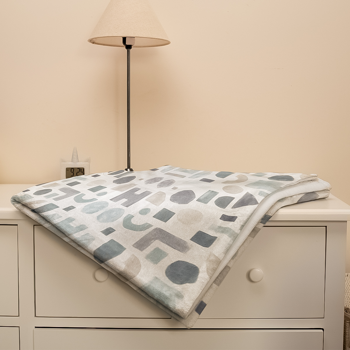 Urban Luxe 300 TC Modern Cotton Bedsheet – 108x108 (Grey & Blue Geometric, Plush Feel & Contemporary Design)
